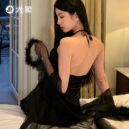 【双旦狂欢·钜惠来袭】 【轻奢情趣内衣】大象法式吊带睡裙-外袍 性感轻奢 镂空睡裙 商品图3