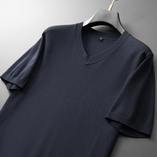 【新款DPF】大依优型V领毛衣针织短袖背心休闲针织衫毛背心加肥加大上衣男士胖子大码毛衫t恤打底 商品图2