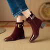 【预售5天】英伦风方头粗跟拼接马丁靴秋冬加绒保暖切尔西短靴瘦瘦靴NJMK&K1137 商品缩略图0