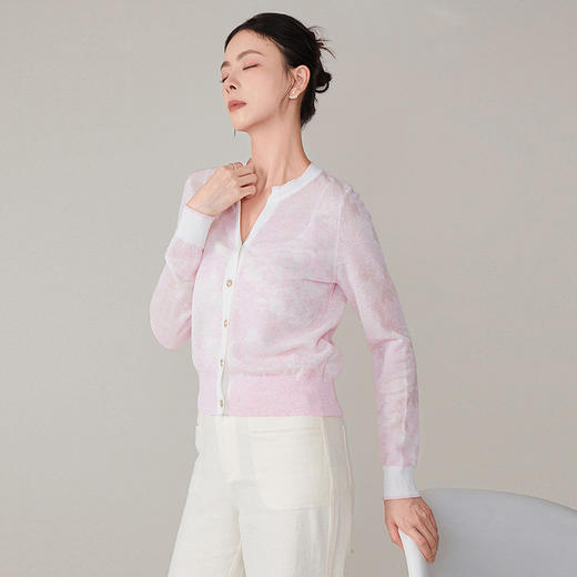 全新升级【铂金会员275/天猫379/差价104】(30952) 洛诗琳法式重工提花针织开衫2024秋季新款气质提花开衫外套 商品图1