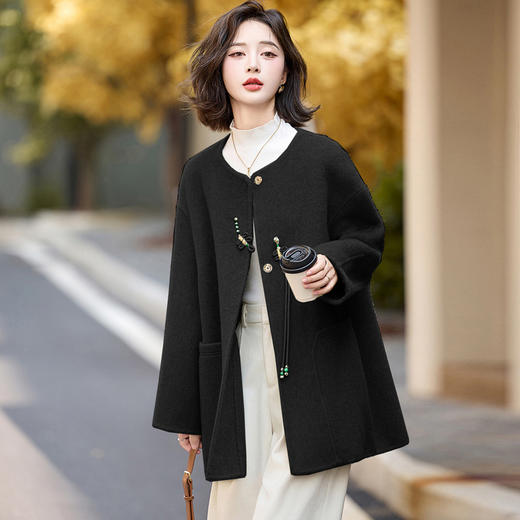 气质新中式中长款，大衣双面呢外套HR-BX2622 商品图3