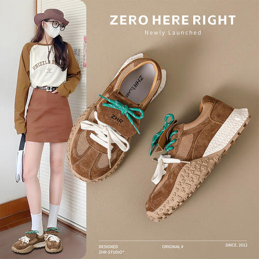 ZHR则则网布透气运动鞋厚底增高女鞋德训鞋2024秋季ins百搭休闲鞋 商品图2