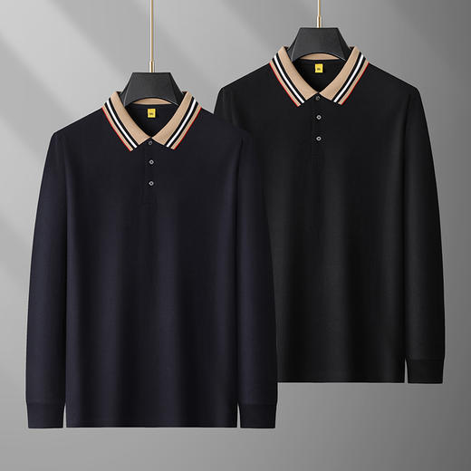 【100%丝光棉】【新款DG】大依优型大码长袖Polo衫翻领加肥加大肥佬休闲宽松透气上衣打底 商品图1