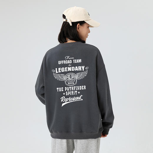 自由基地秋冬新款450克银狐抓绒圆领套头卫衣潮流越野字母印花款 NMT-2183 商品图1