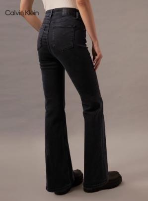 CK Jeans女士复古黑色洗水高腰直筒微喇牛仔裤J223947 商品图1