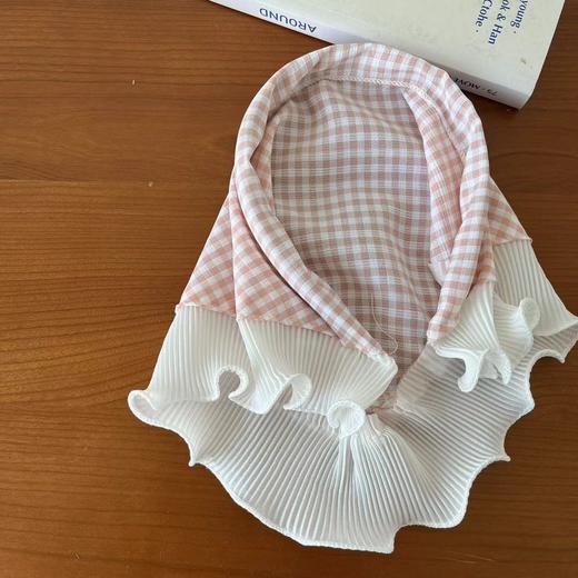 【甜美ins法式头巾发箍】法式蓝色格子蕾丝头巾发箍，小清新超百搭，海边氛围感三角巾女包头头箍田园风发带QQ 商品图4