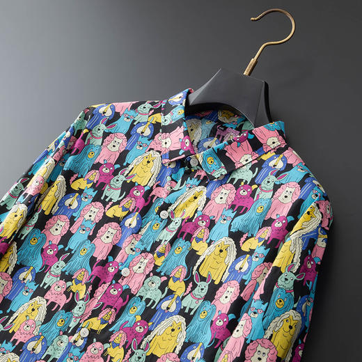 【100%棉】【新款DDA】大依优型大码花衬衫长袖衬衫翻领加肥加大肥佬休闲商务宽松透气上衣 商品图1