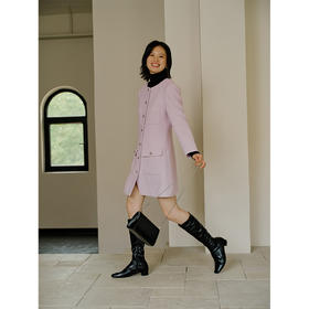 HeyDress法式小香风连衣裙女秋季紫色温柔气质高级显瘦长袖裙子