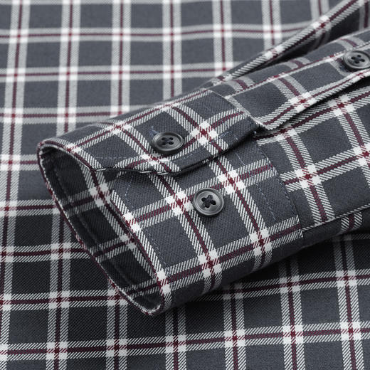 【羊毛混纺 加绒保暖】罗蒙秋冬男士长袖衬衫翻领保暖格纹休闲通勤百搭衬衣 商品图5