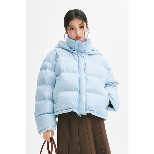 【严选】【90鸭绒】诗凡黎羽绒服24年冬新款高领连帽面包服小个子气质外套SFA180021 商品图4