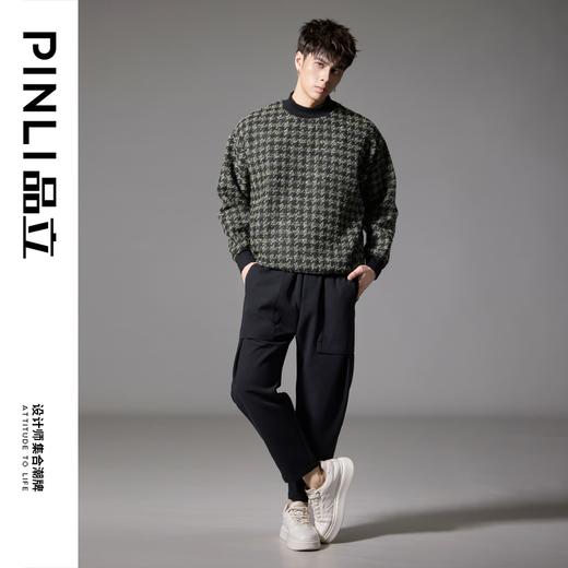 PINLI品立秋季新款黑色大口袋休闲裤男士潮牌时尚百搭长裤子B243117047 商品图1