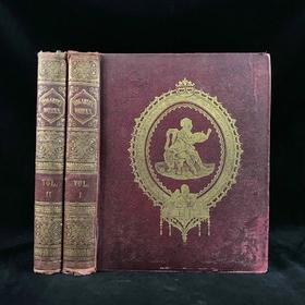 约19世纪后期 威廉·荷加斯画集（全2卷） 148幅版画插图 漆布精装16开