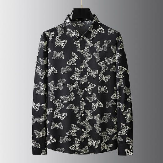 【100%棉】【新款DDA】大依优型大码花衬衫长袖衬衫翻领加肥加大肥佬休闲商务宽松透气上衣 商品图2