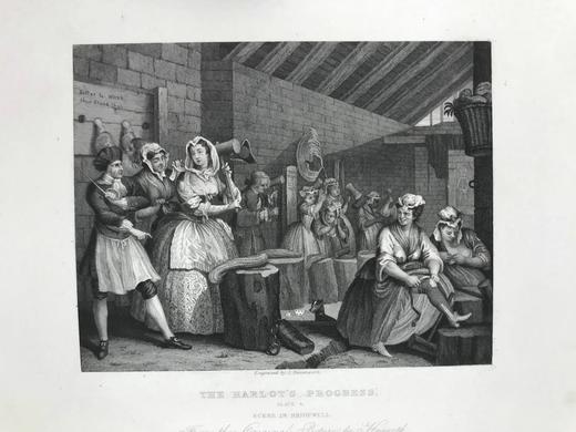 约19世纪后期 威廉·荷加斯画集（全2卷） 148幅版画插图 漆布精装16开 商品图11