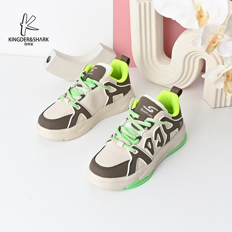 经典鲨2024年秋季新款韩版男士时尚潮流拼色平底系带休闲鞋KF09-D33101