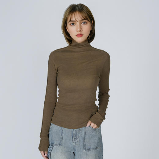 谜底高领针织衫2024冬季新品极简风亲肤百搭修身打底衫244MZ1931 商品图1