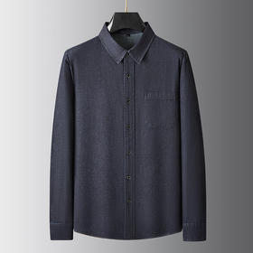 【100%棉】【新款DDA】大依优型大码牛仔长袖衬衫翻领加肥加大肥佬休闲商务宽松透气上衣
