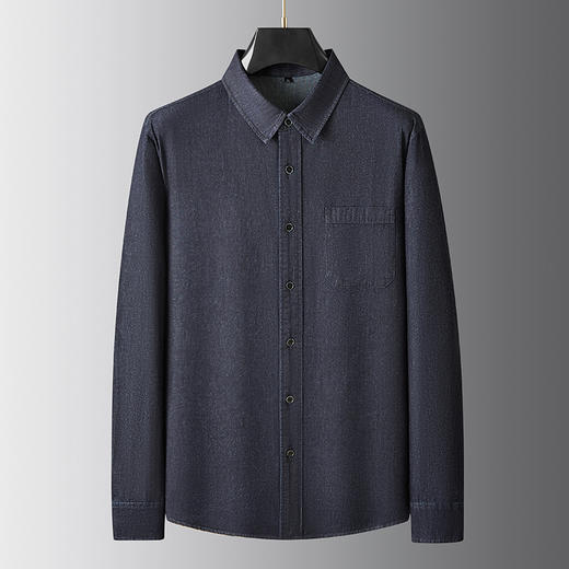 【100%棉】【新款DDA】大依优型大码牛仔长袖衬衫翻领加肥加大肥佬休闲商务宽松透气上衣 商品图0