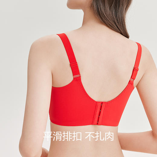 美季美优内衣女小胸聚拢防下垂收副乳蕾丝女士调整型红色胸罩 商品图4