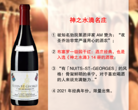 【现货促销，售完无补】《神之水滴》同款：瑞莫里酒庄夜圣乔治布塞罗一级园干红（2021年）