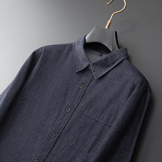 【100%棉】【新款DDA】大依优型大码牛仔长袖衬衫翻领加肥加大肥佬休闲商务宽松透气上衣 商品图1