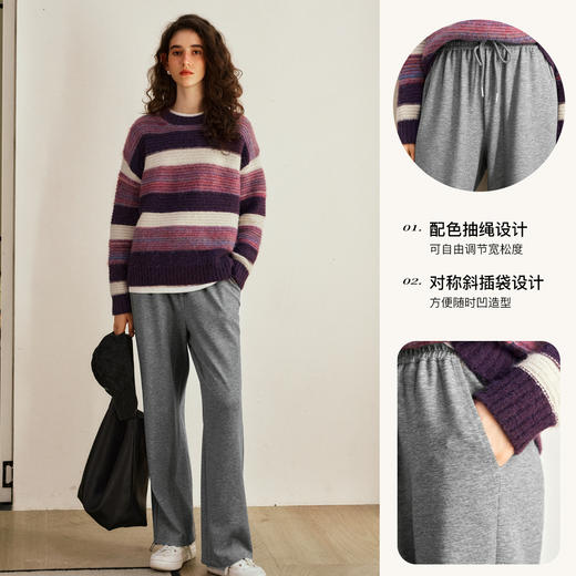 
OLrain欧芮儿美式高腰休闲裤女秋季2024年新款慵懒休闲宽松直筒裤 商品图2