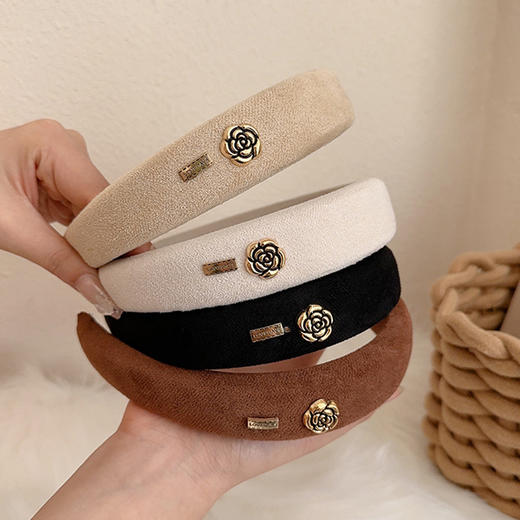 鹿鹿推荐 • 美拉德复古山茶花发箍 洗脸发饰 商品图3