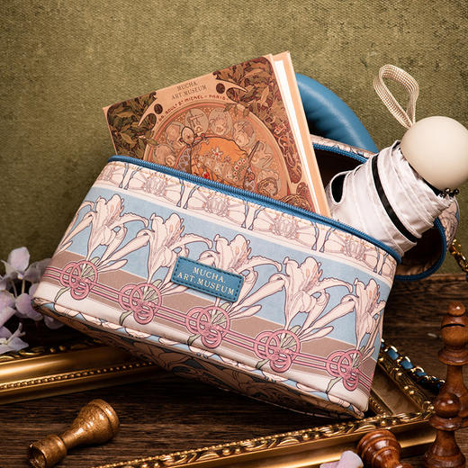 穆夏繁花文创手提盒子包女链条包小香风单肩包斜挎包生日礼物 商品图3