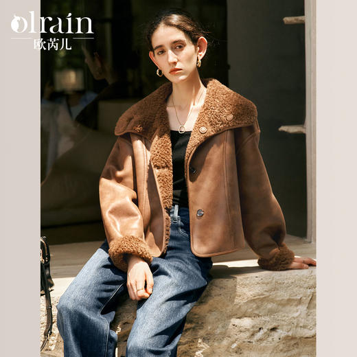 OLrain欧芮儿短款皮草外套女冬季2024年新款时尚保暖皮毛一体皮衣 商品图0