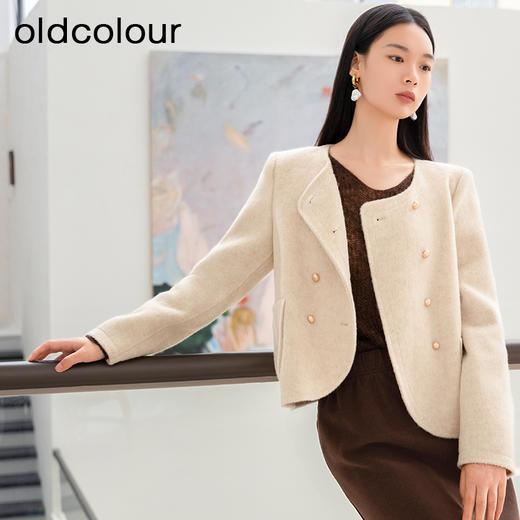 oldcolour秋冬新款高档气质小香风羊毛呢绒短外套女P411502A1 商品图3