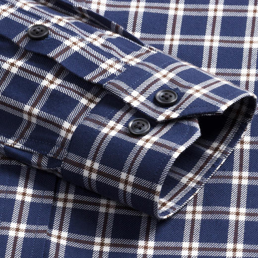 【羊毛混纺】罗蒙男士秋款长袖翻领格子衬衫通勤时尚休闲百搭衬衣男 商品图5