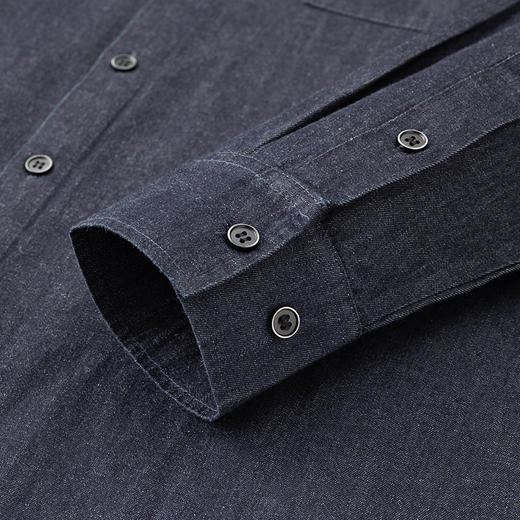 【100%棉】【新款DDA】大依优型大码牛仔长袖衬衫翻领加肥加大肥佬休闲商务宽松透气上衣 商品图4