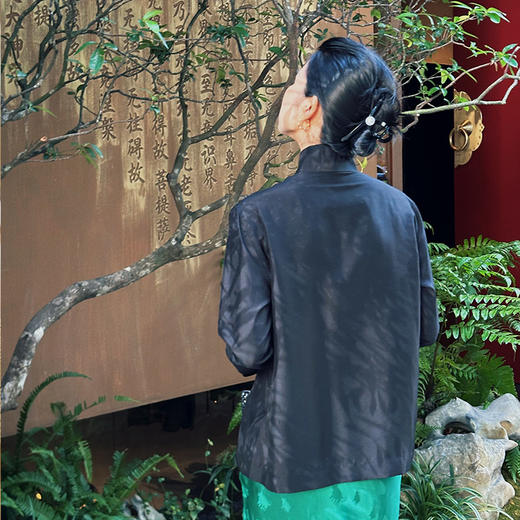 【顺丰包邮】70621 洛诗琳极简风新中式真丝上衣新款气质真丝衬衫0030 商品图4