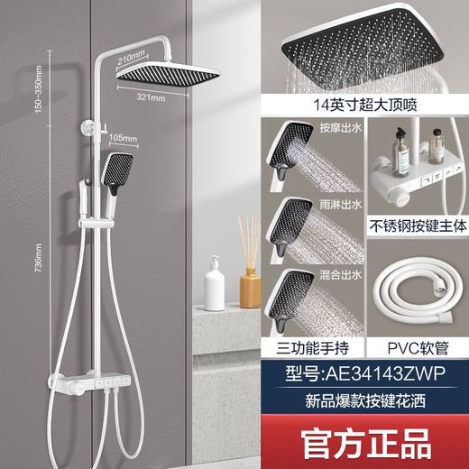 箭牌 按键钢琴键花洒套装 枪灰/奶白色 商品图2