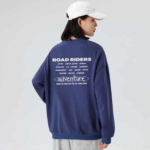 自由基地秋冬新款越野车印花图案银狐抓绒落肩圆领卫衣套头保暖服 NMT-2182 商品图1