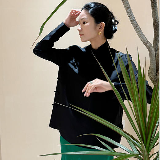 【顺丰包邮】70621 洛诗琳极简风新中式真丝上衣新款气质真丝衬衫0030 商品图2