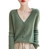 QHJY-NJRG916秋冬v领羊毛镂空提花针织开衫女长袖毛衣外套宽松羊绒外搭上衣潮 商品缩略图4