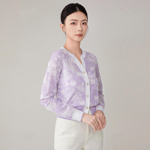 全新升级【铂金会员275/天猫379/差价104】(30952) 洛诗琳法式重工提花针织开衫2024秋季新款气质提花开衫外套 商品图3