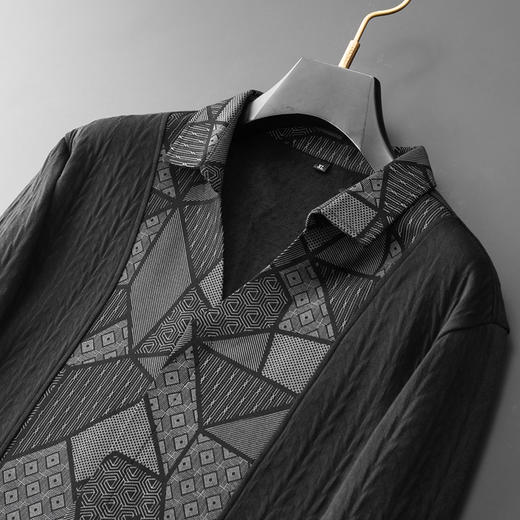 【假两件】【新款DDA】大依优型大码男士假两件开衫长袖T恤商务休闲上衣加肥加大胖子舒适 商品图3