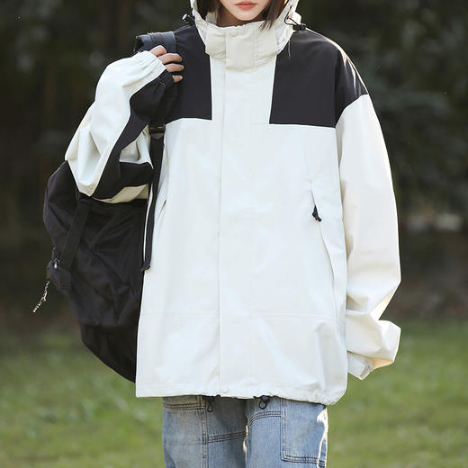 冲锋衣男女同款春秋高级感 登山服防水户外 潮牌痞帅美式山系冲锋衣 机能工装外套夹克 商品图1