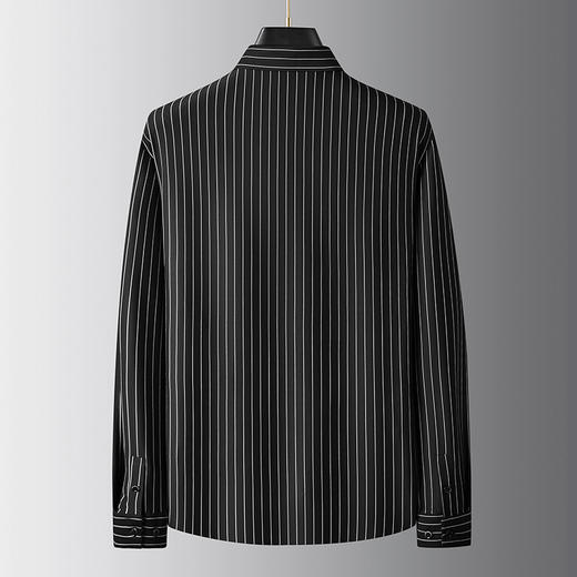 【高弹】【新款DDA】大依优型大码竖条纹长袖衬衫翻领加肥加大肥佬休闲商务宽松透气上衣 商品图4