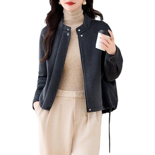时尚短款毛呢外套，韩系气质羊毛双面呢大衣HR-88163 商品图4