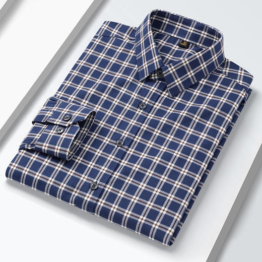 【羊毛混纺】罗蒙男士秋款长袖翻领格子衬衫通勤时尚休闲百搭衬衣男 商品图3