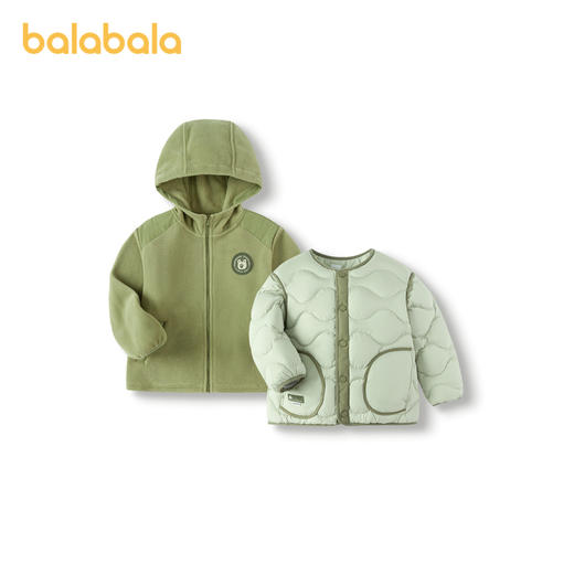 巴拉巴拉童装男童羽绒服冬装外套年新款轻羽绒摇粒绒两件套女 商品图4