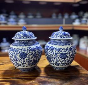 青花茶叶罐一对