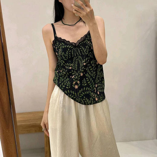 【顺丰包邮】99322 洛诗琳设计感气质真丝碎花吊带半身裙两件套0898 商品图3