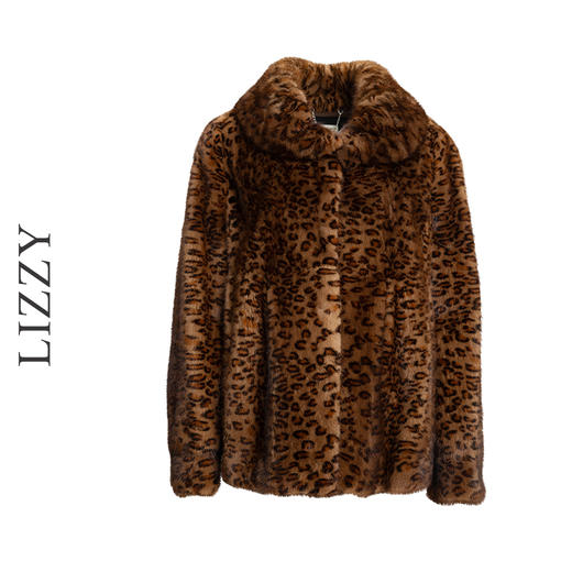 LIZZY冬季优雅奢华感水貂裘皮大衣豹纹外套女上衣4673 商品图4