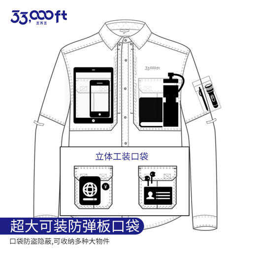 33000ft张昕宇同款户外战术特勤衬衣男速干外套透气防弹防晒多功能宽松工装 商品图5