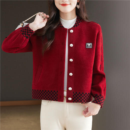CC-17-2090毛呢外套女春秋2024新款韩版宽松小个子短款休闲立领夹克呢子上衣 商品图2