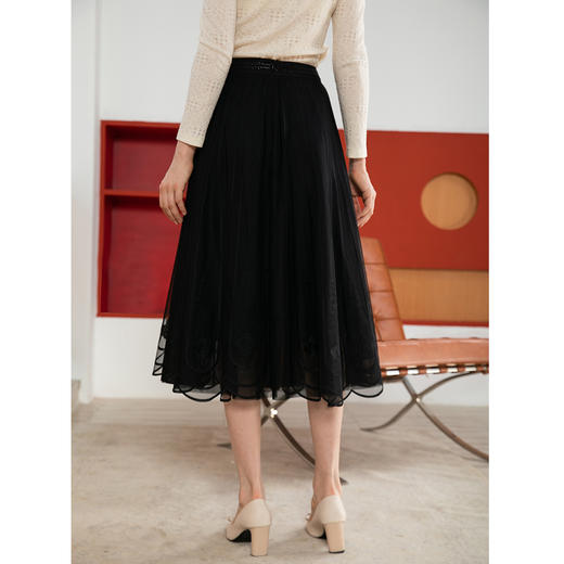 司歌刺绣伞裙半身裙复古优雅C901015X 商品图3